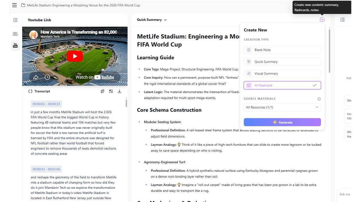 World Cup 2026 Stadiums AI Flashcard Generator