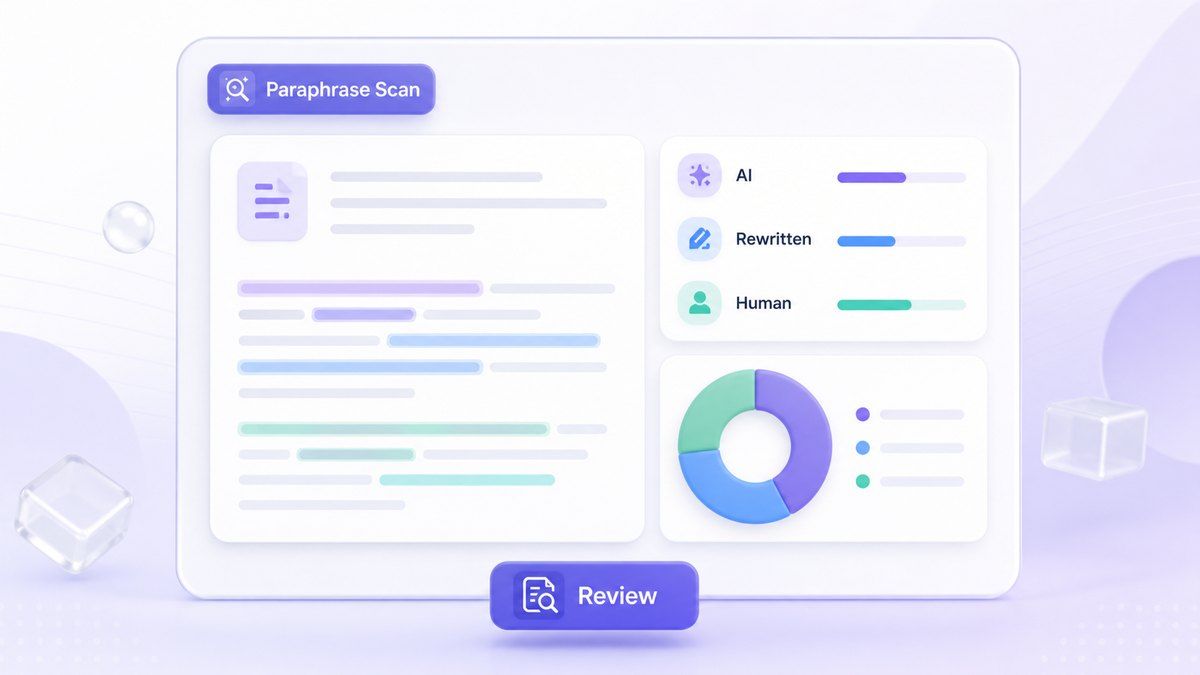 Paraphrase AI Detector three-way percentage report illustration