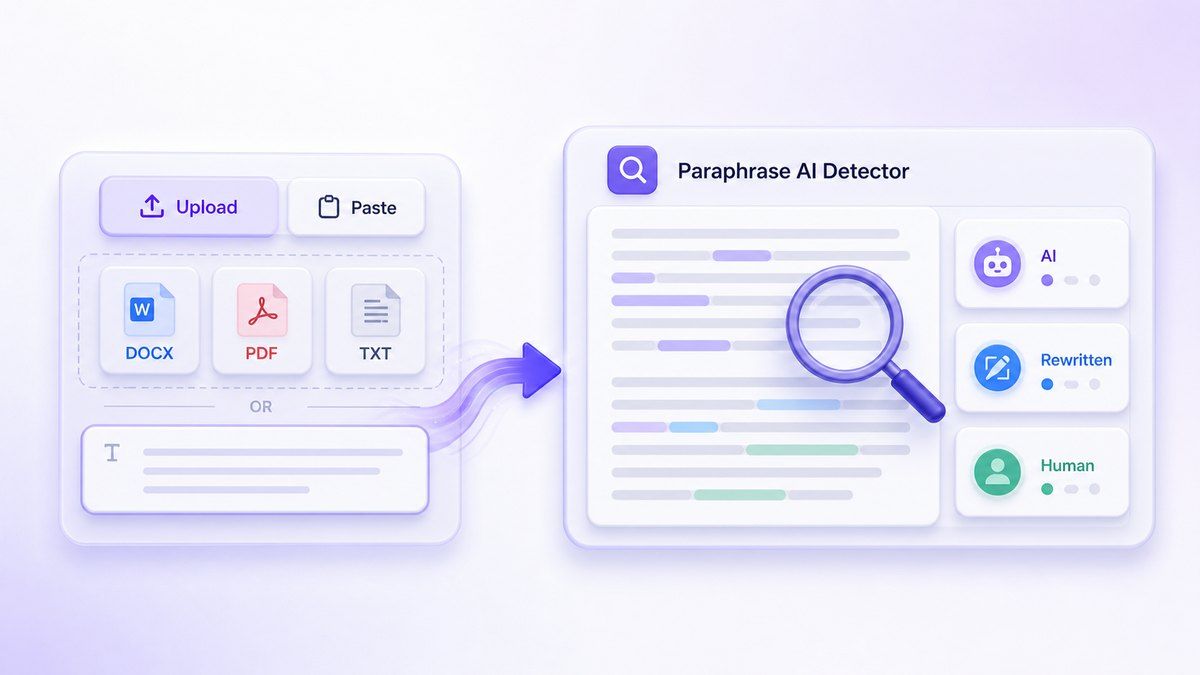 Paraphrase AI Detector document upload illustration