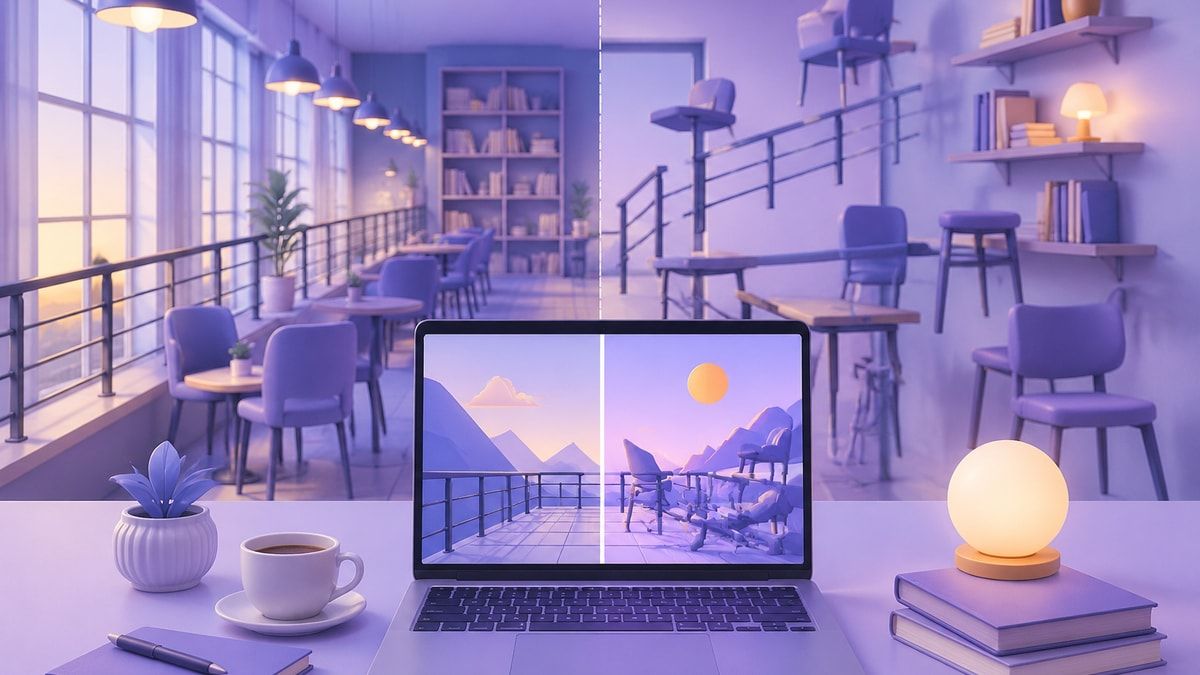 Illustrative comparison of coherent and AI-like background geometry