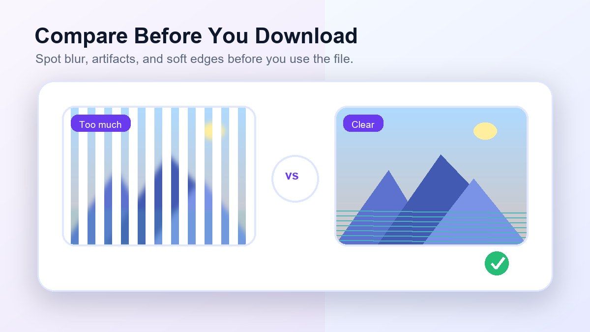 Compare original and compressed images before downloading