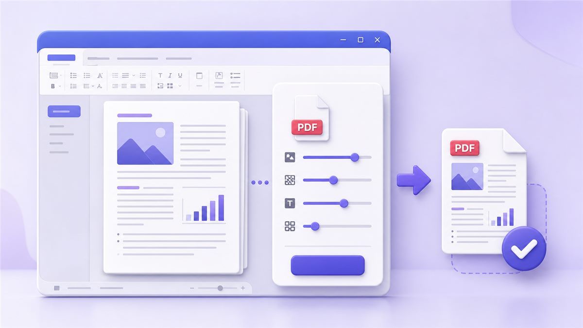 Use Microsoft Word export settings to reduce PDF size on Windows