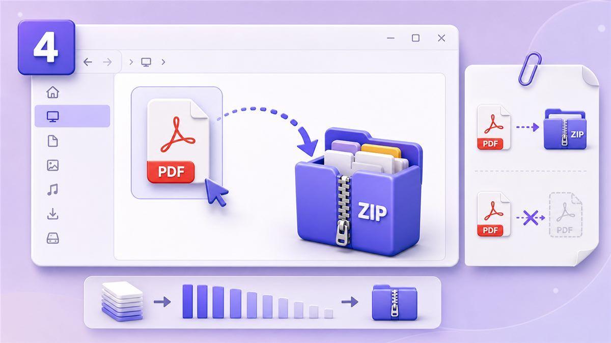 Zip a PDF file on Windows