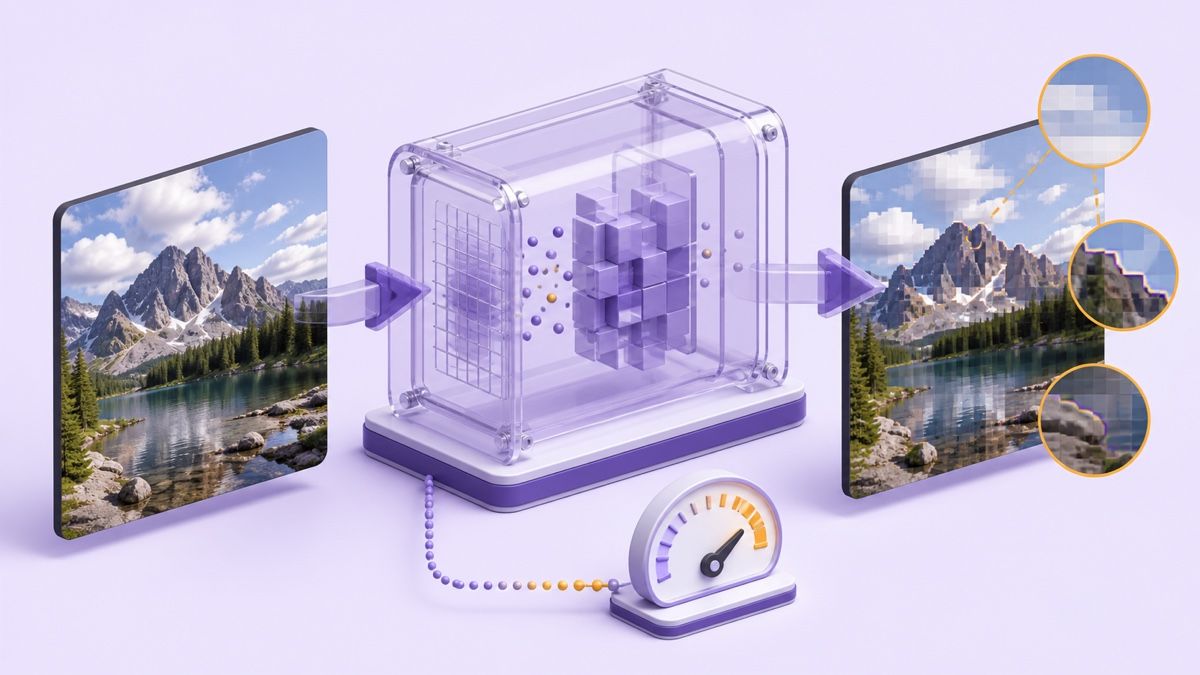 Image compression simplifying fine detail and changing detector signals