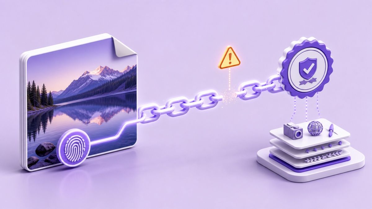 A broken provenance chain weakening watermark and credential verification