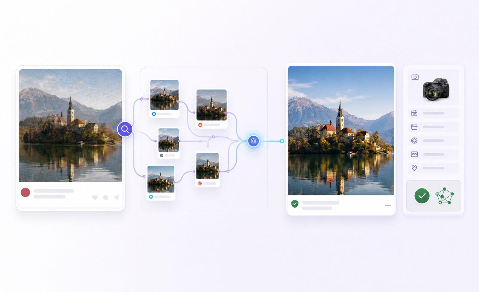Reverse image search leading to the original file and metadata