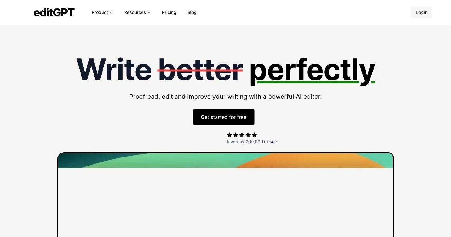 editGPT editing workflow page