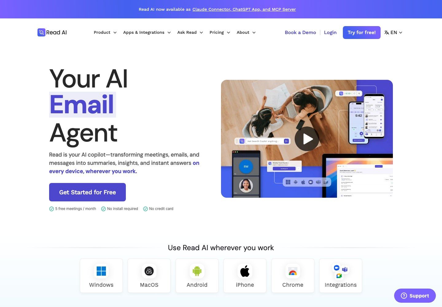 Read AI official interface showing its meeting assistant across devices