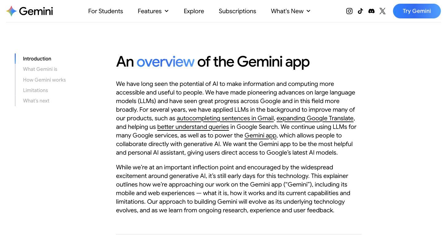 Gemini official product overview page