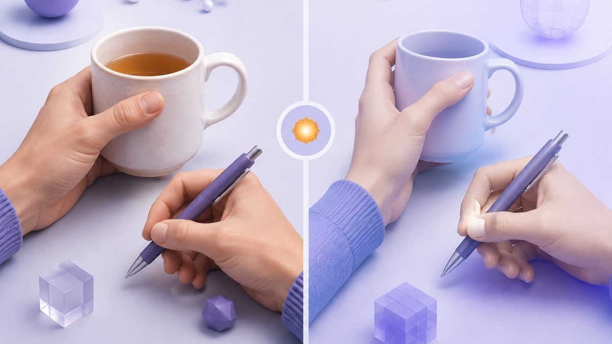 Illustrative comparison of real and AI-like hand details