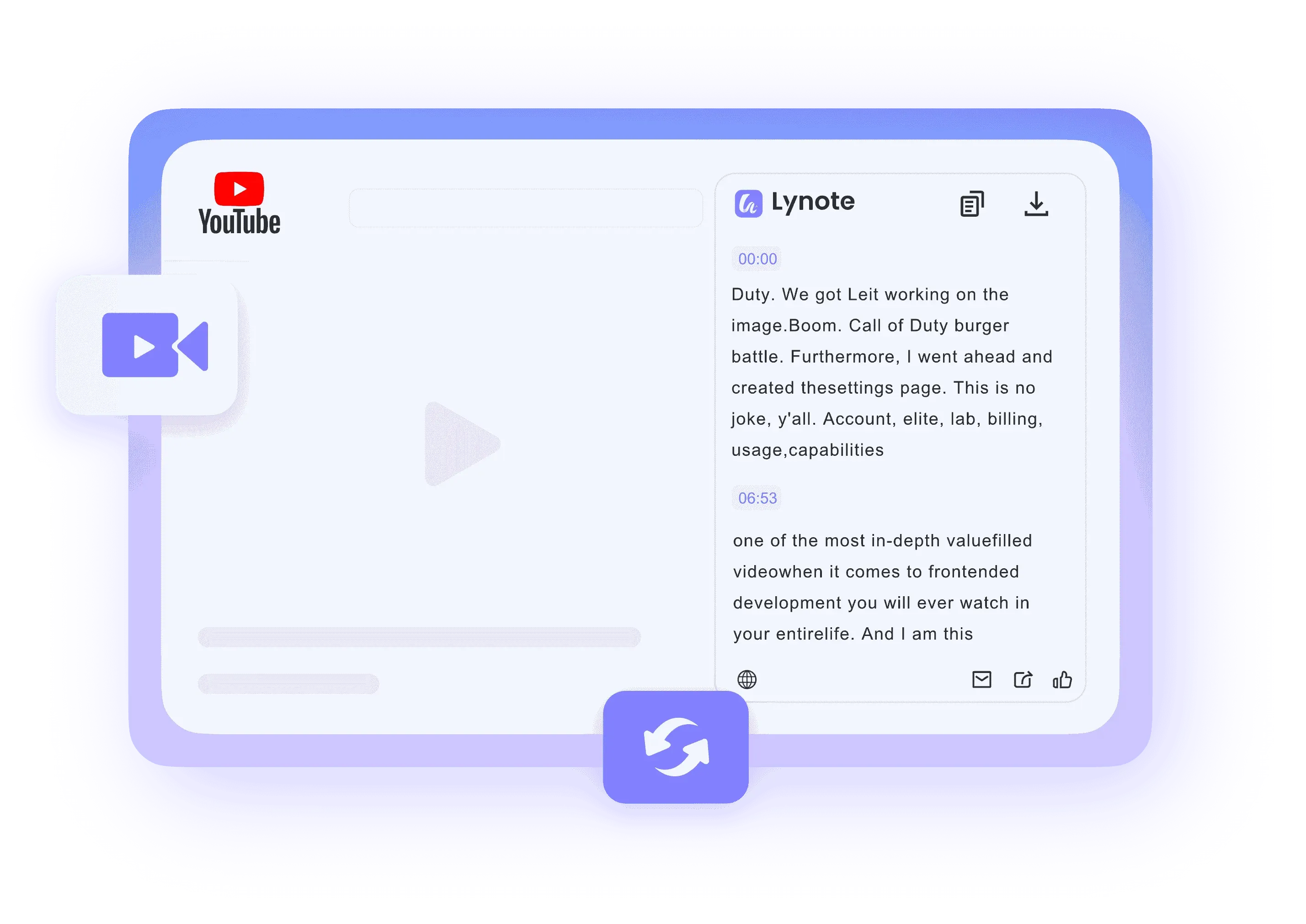 Lynote YouTube transcript extension hero