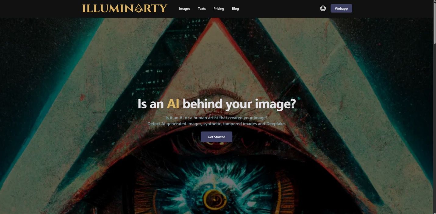 Captura de pantalla del detector de imágenes de IA de Illuminarty