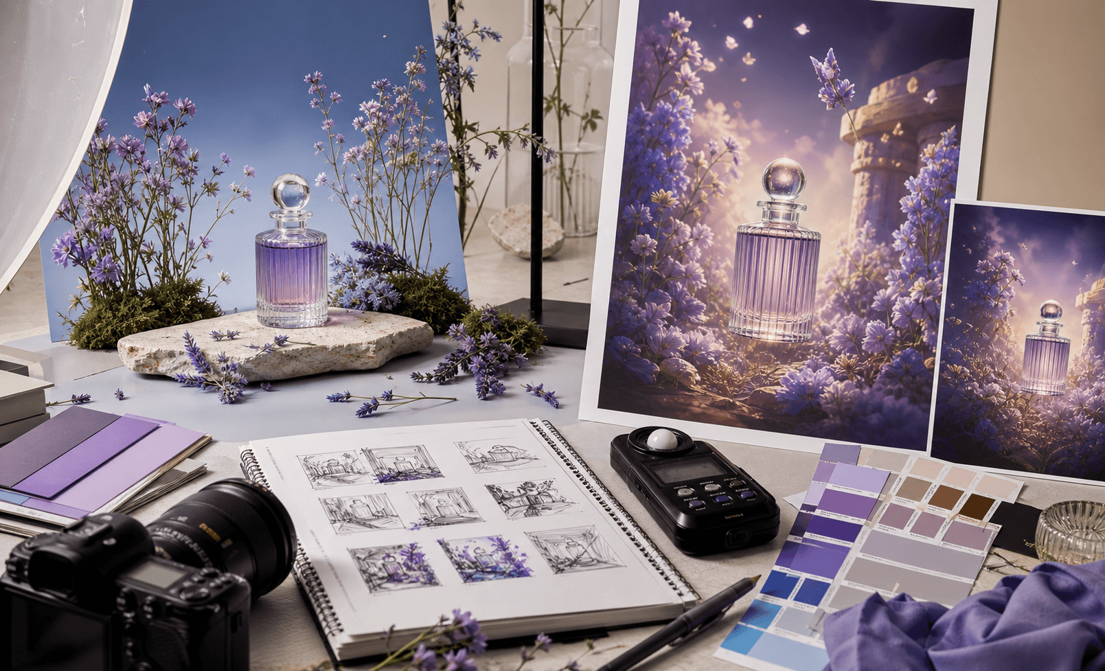 Campaign photography compared with a generated advertising concept