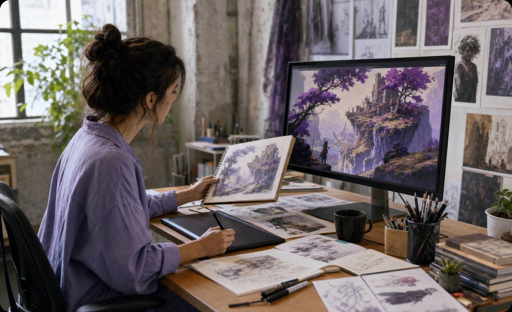 Art director reviewing a creative portfolio