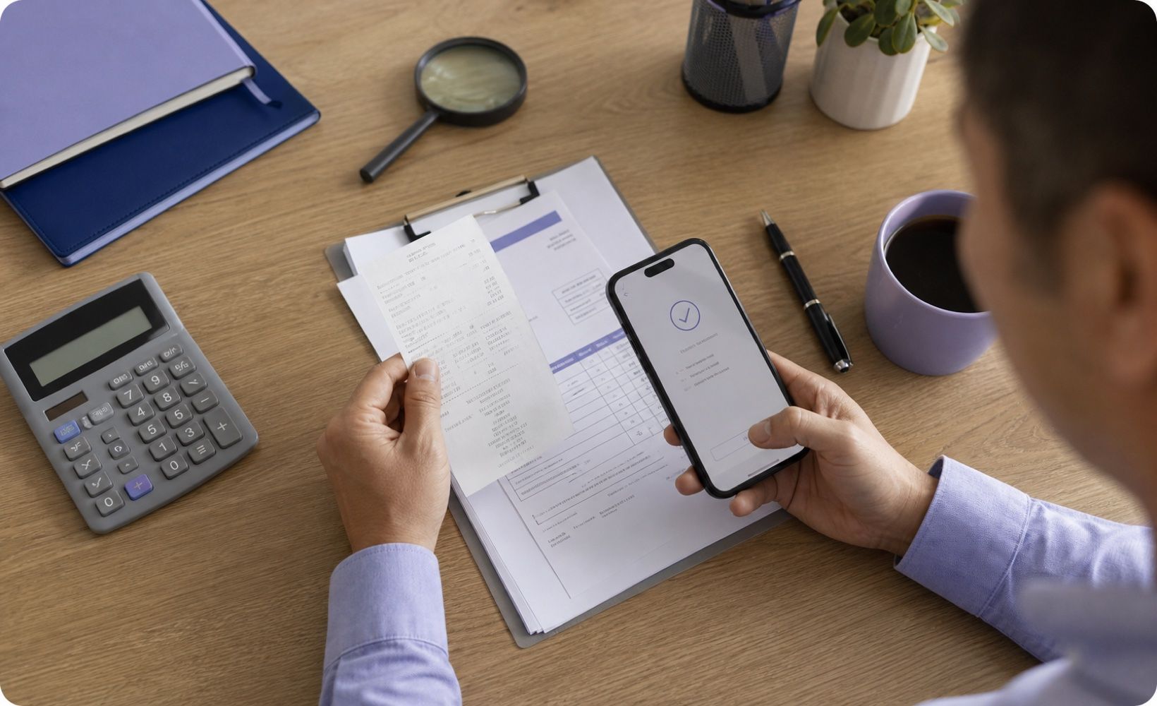 Reviewer checking receipts and payment proof