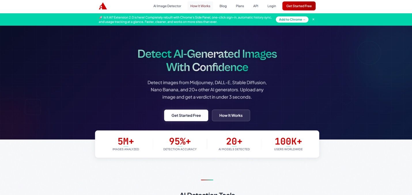 Captura de pantalla del detector de imágenes de Is It AI