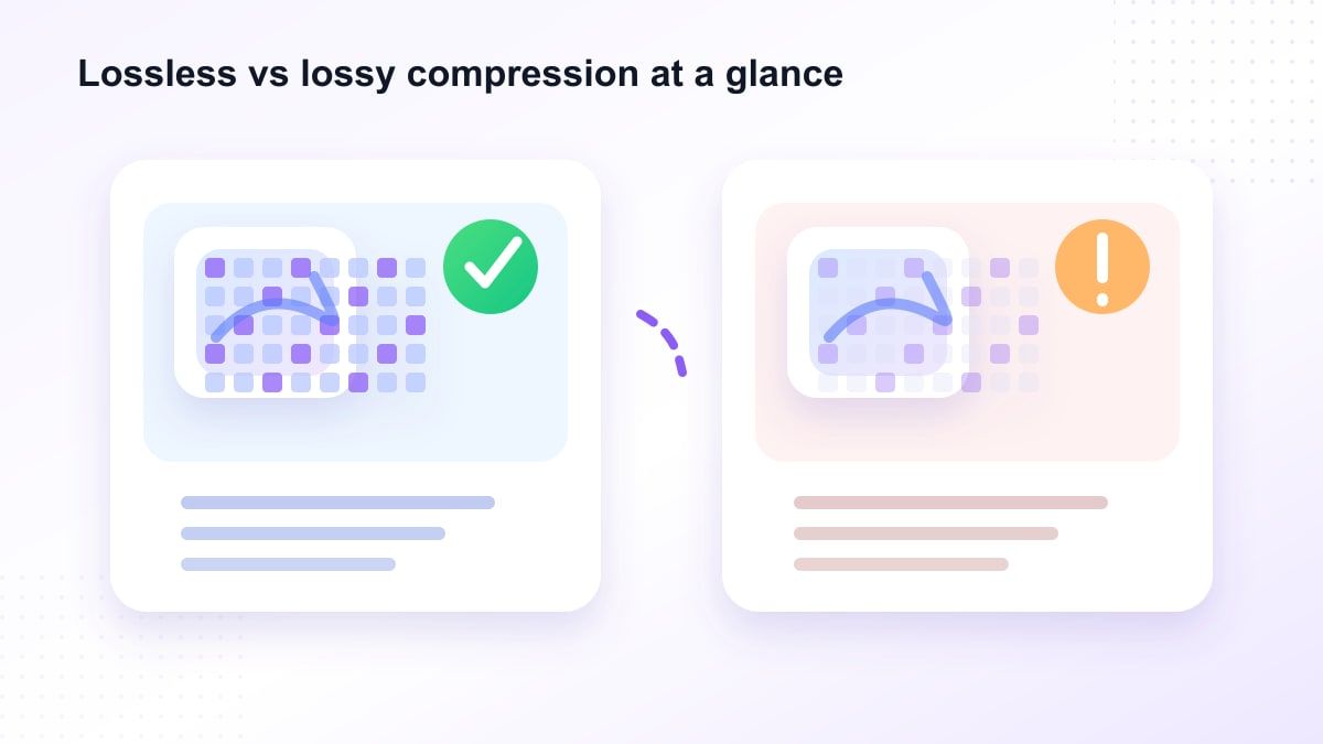 Lossless vs lossy image compression comparison illustration