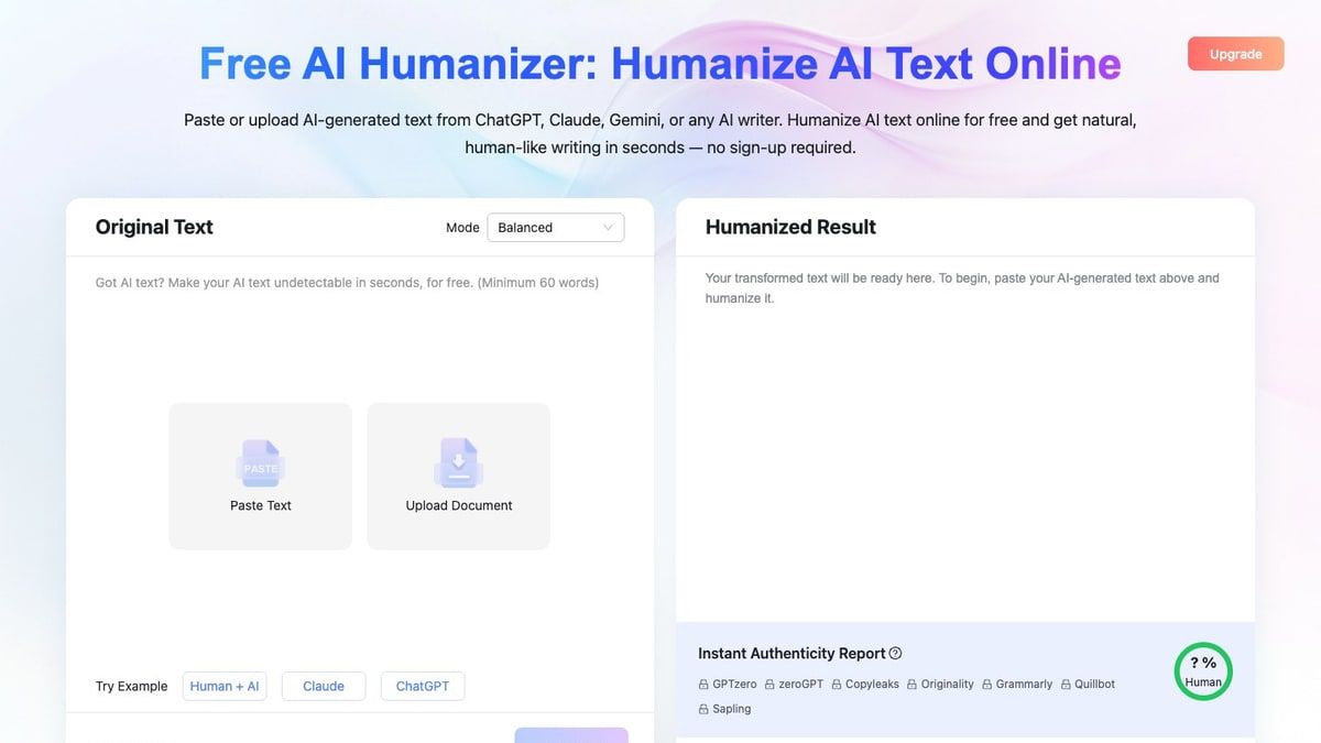 Lynote AI Humanizer araç arayüzü