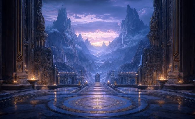 An overly cinematic fantasy composition without plausible camera context