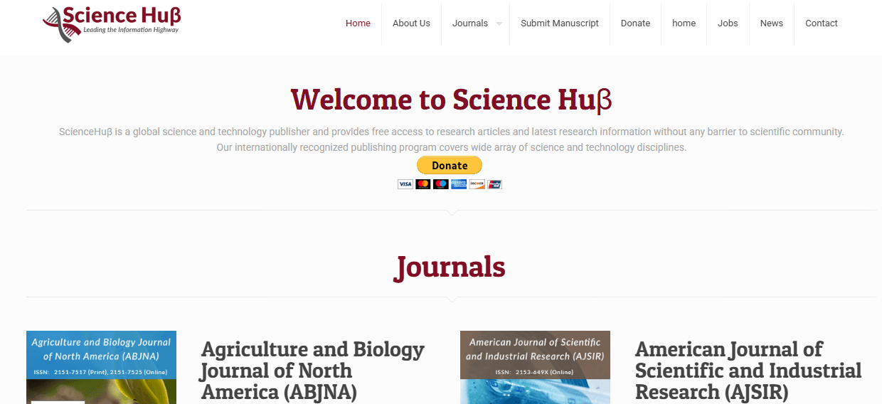 Science Hub 홈페이지 스크린샷