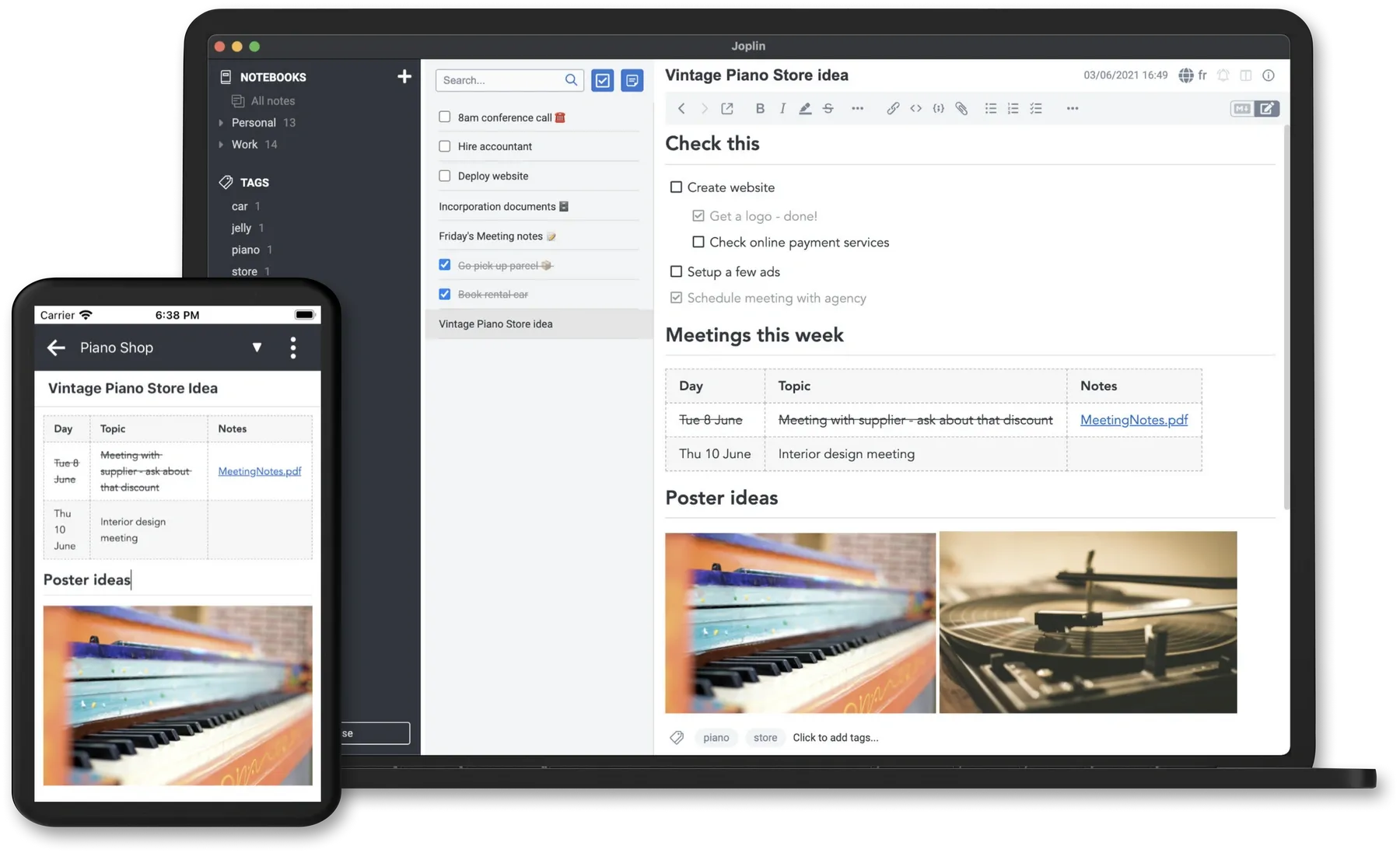 free onenote alternative - Joplin notes editor