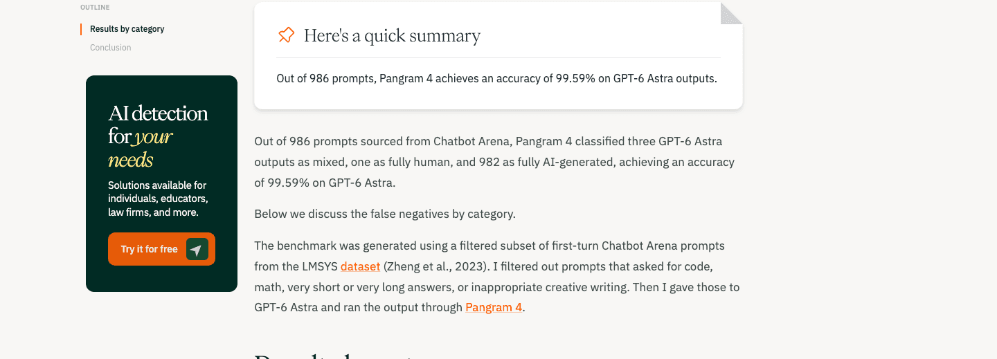 Pangram GPT-6 Astra detection study summary