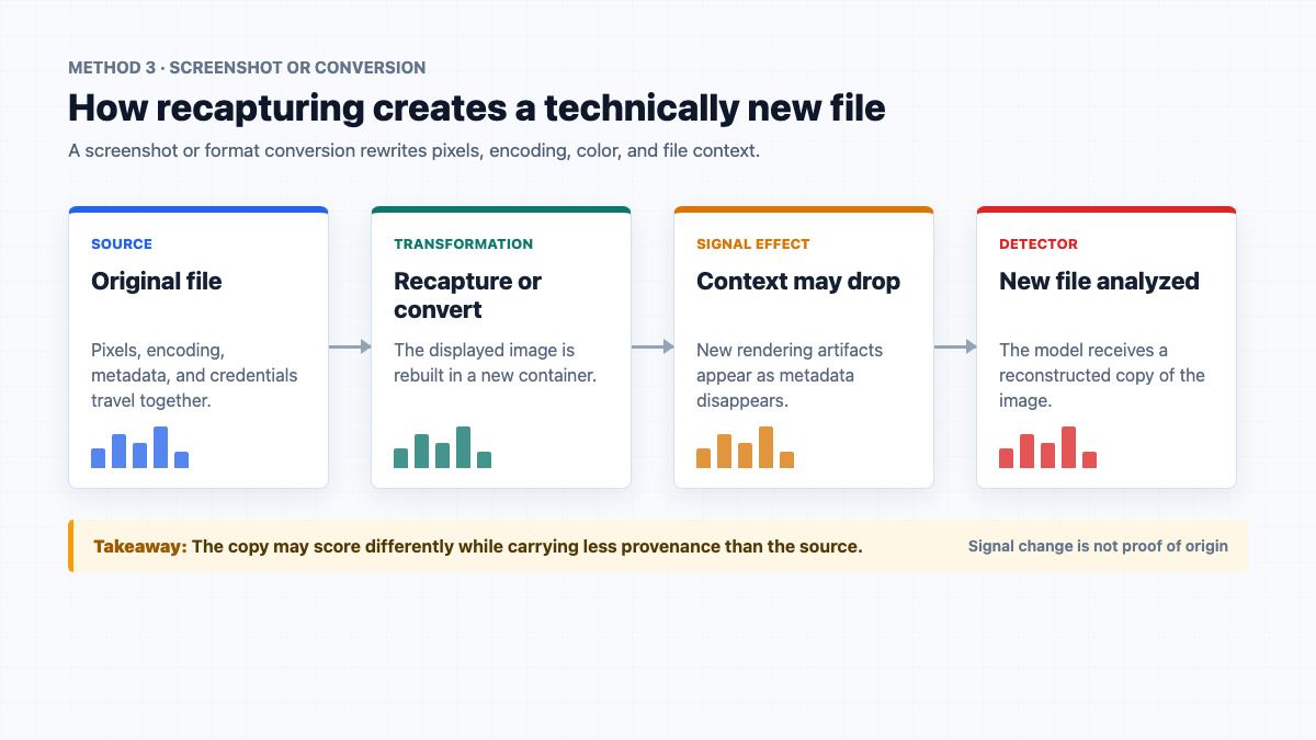 Flowchart explaining how screenshots and format conversion create a new file