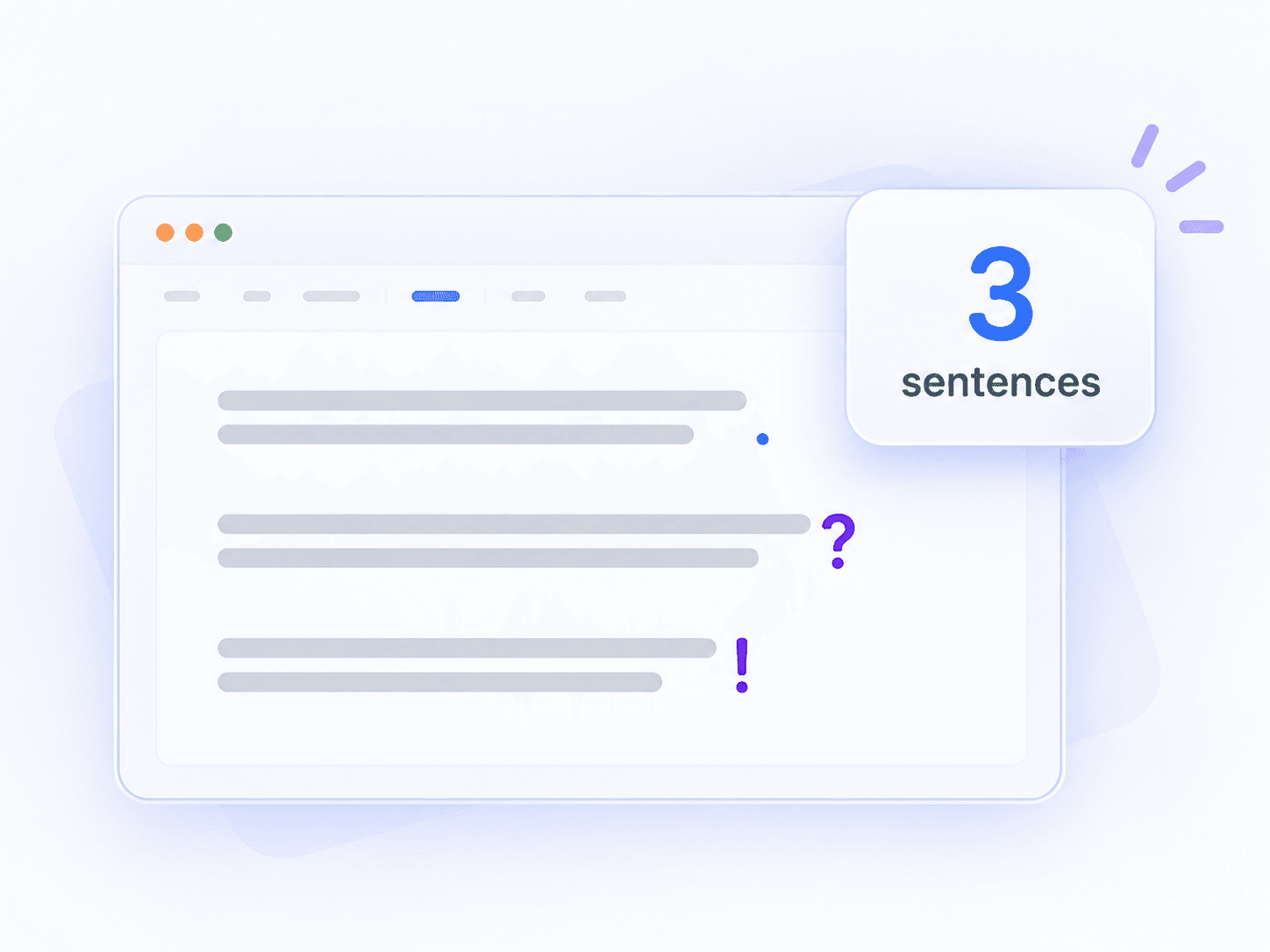 Three sentence endings — a period, question mark and exclamation mark — produce three sentences