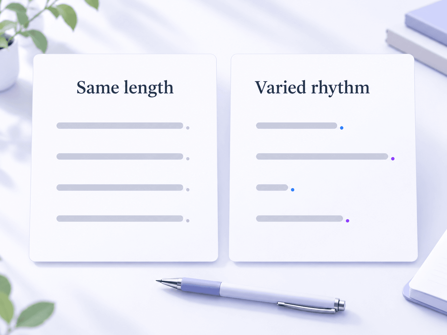 Equal sentence lengths compared with varied sentence lengths and writing rhythm