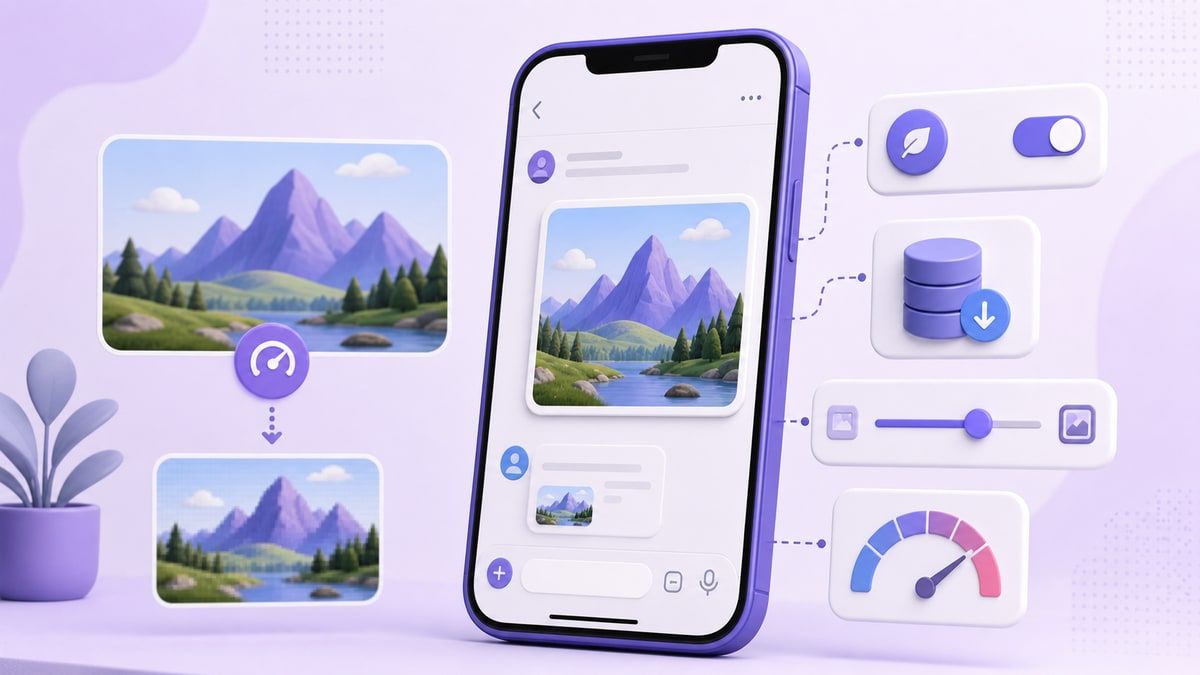 Slack mobile image quality settings illustration