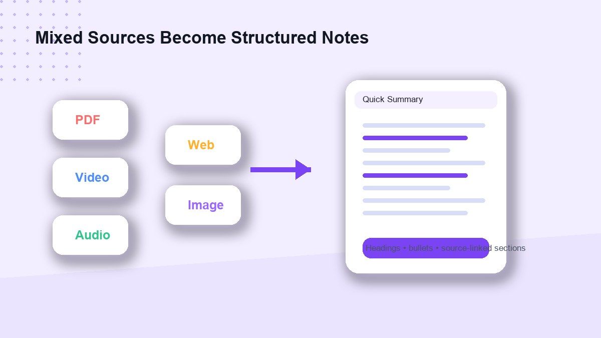 Source material to AI notes illustration