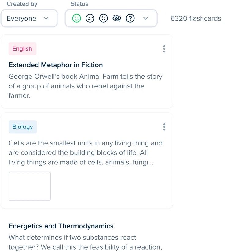 StudySmarter flashcard library interface