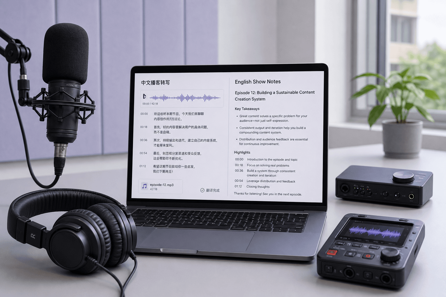 Mandarin podcast audio translated into English show notes