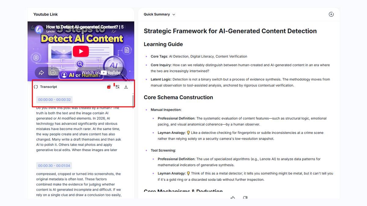 Lynote Video to Text step 3 review transcript