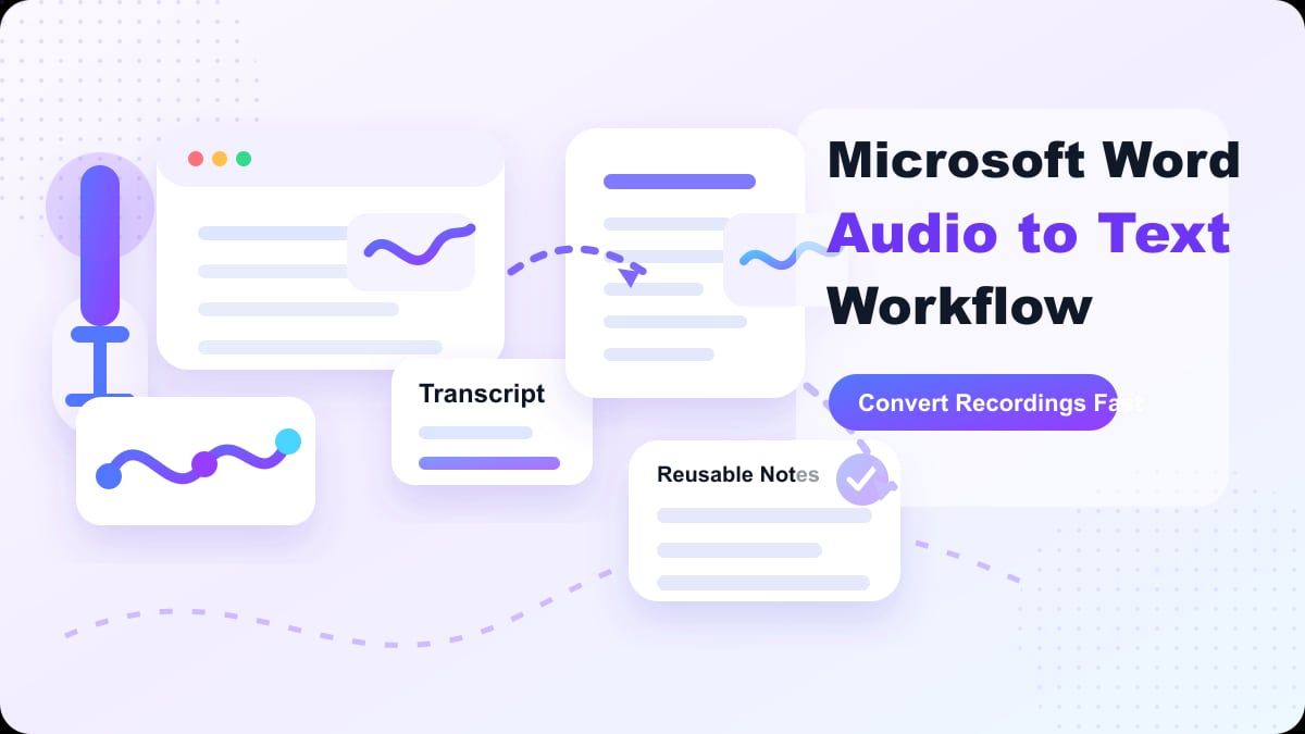 Microsoft Word Audio to Text workflow