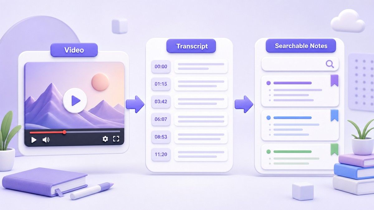 Turn a YouTube video transcript into searchable notes