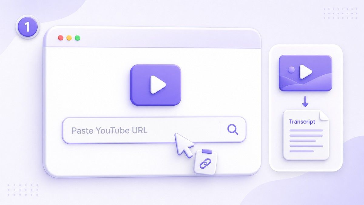 Paste a YouTube URL into Lynote YouTube Transcript