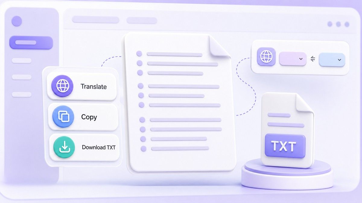 Translate copy or download a YouTube transcript as TXT